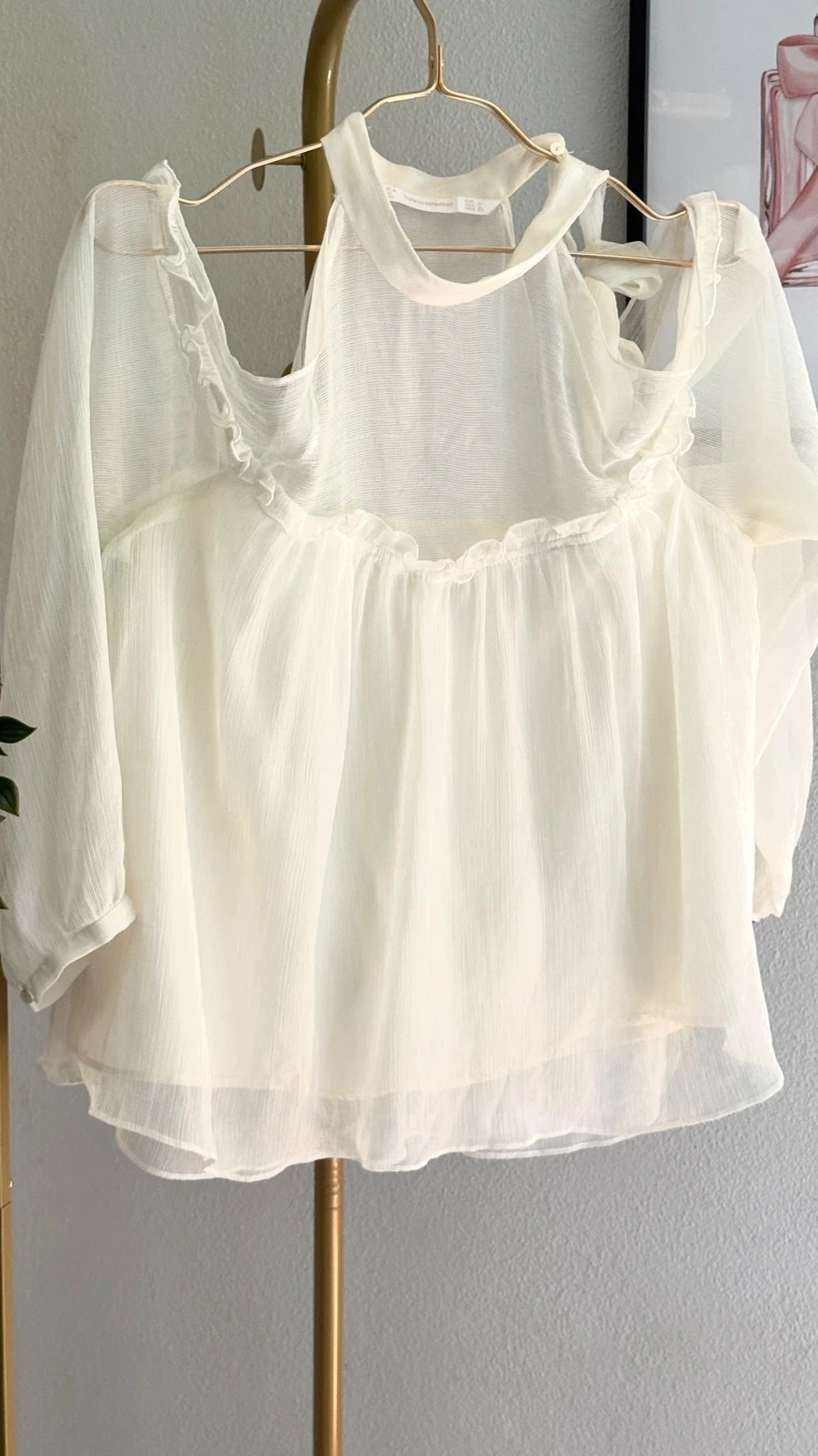 Lindo Blusa Fluida Romântica Off-White Zara • L • TN279 – photo 2